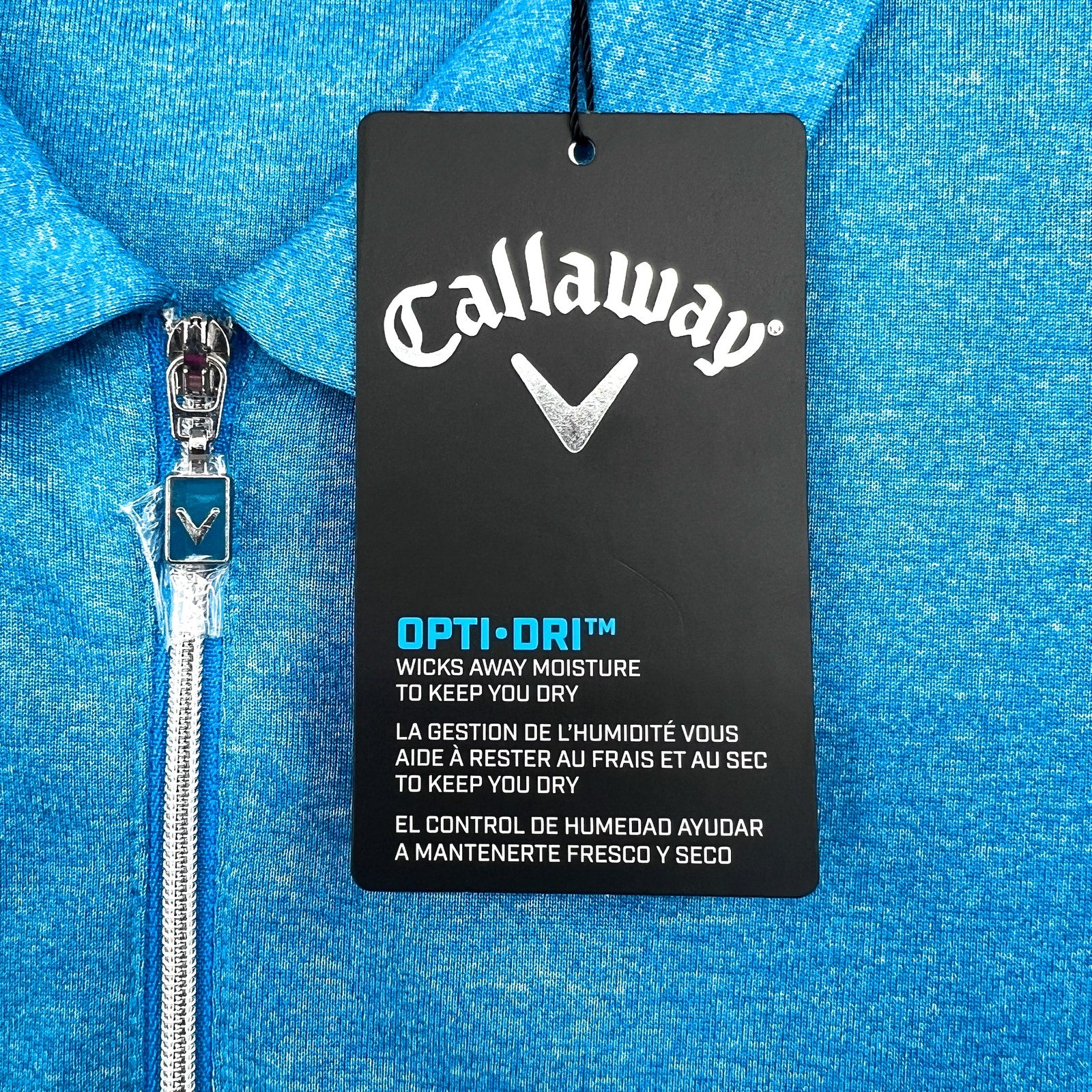 CALLAWAY Womens 1/4 Zip Short Sleeve Golf Polo Shirt XL Blue Sea Heather NWT