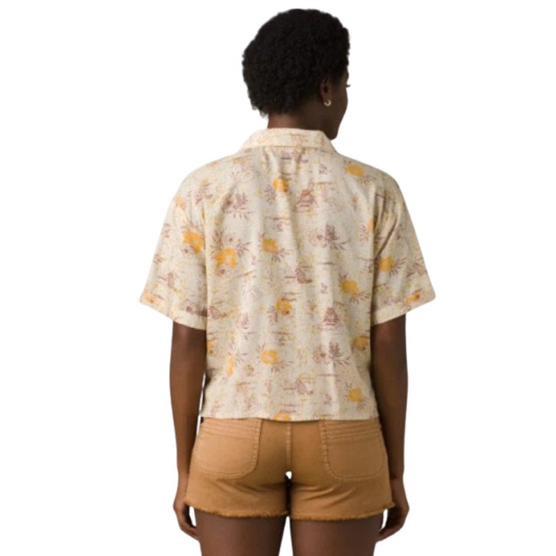 PRANA Women's Iguala Top Large Golden Hour Escape Cropped Vacation Shirt NWT
