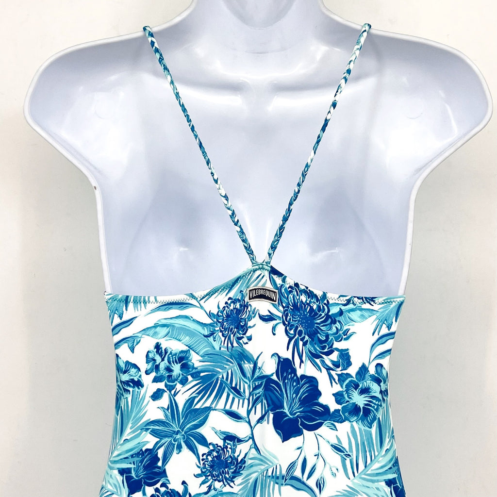 VILEBREQUIN Girl's Tahiti Flowers One Piece Swimsuit 14 ANS White Blue Print NWT