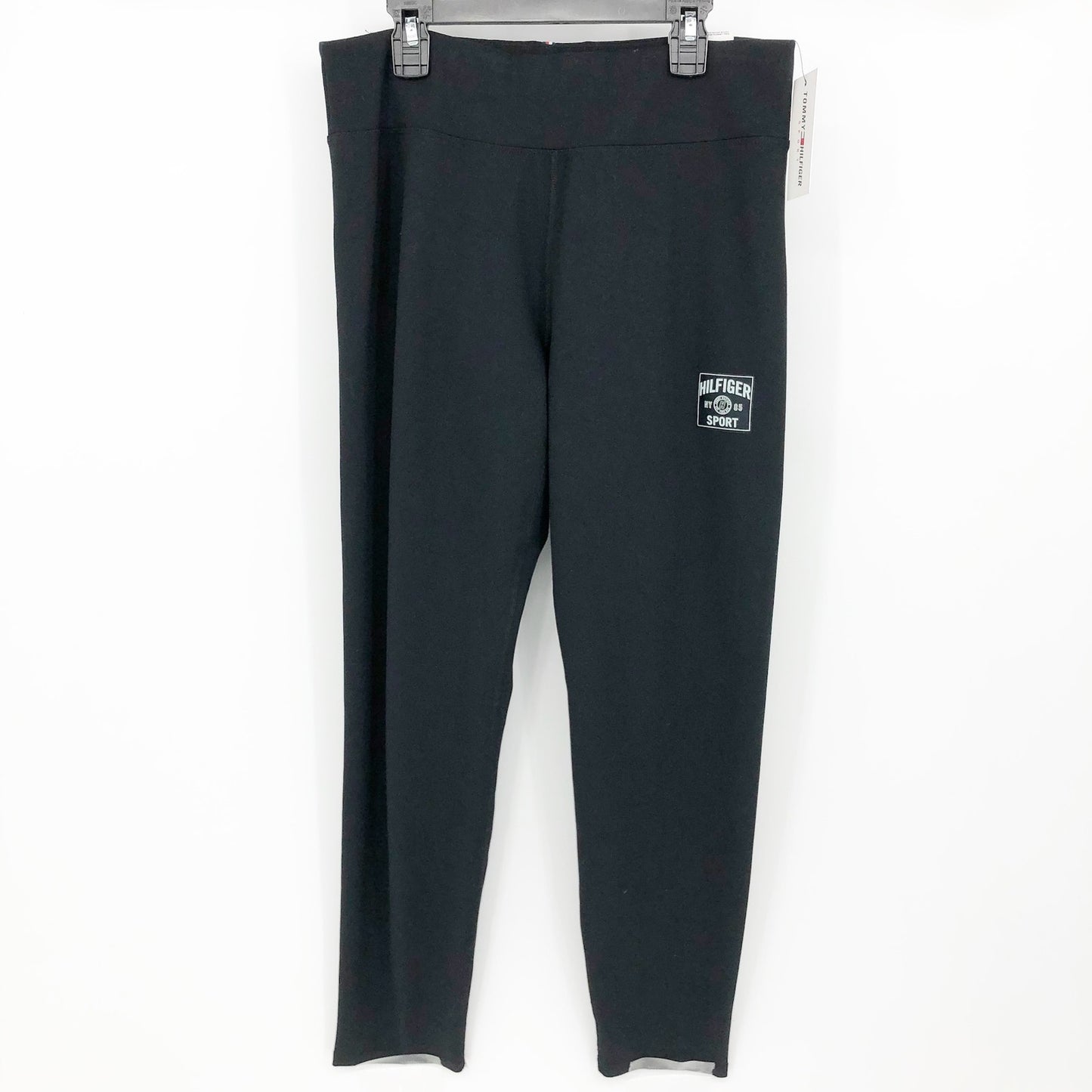 TOMMY HILFIGER SPORT Womens Athletic Leggings US XL Black High-Rise NWT