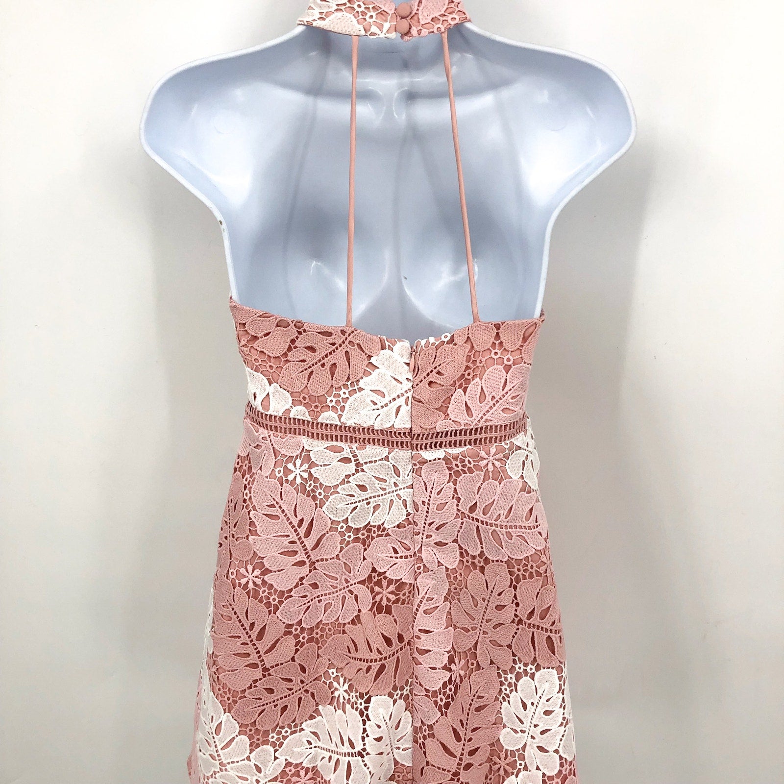 BARDOT JUNIOR Gemma Lace Halter Dress Girls Size 16 Pink White Two Tone NWT