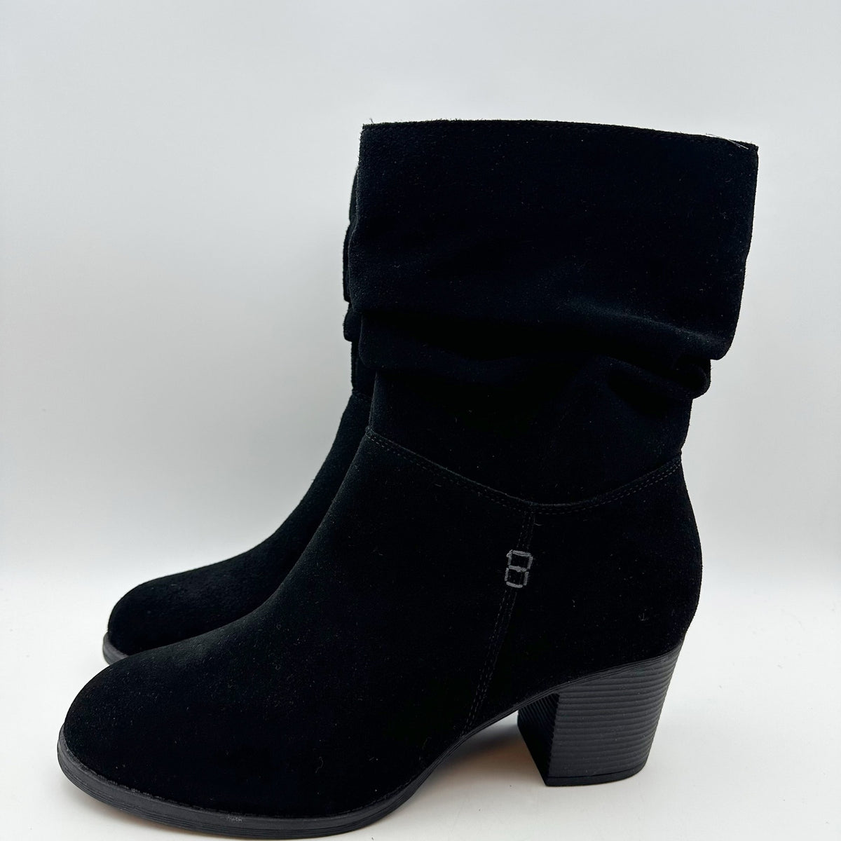 SKECHERS Womens Taxi Compelling Flirt Bootie Size 10 Black Suede Heels Boots NIB