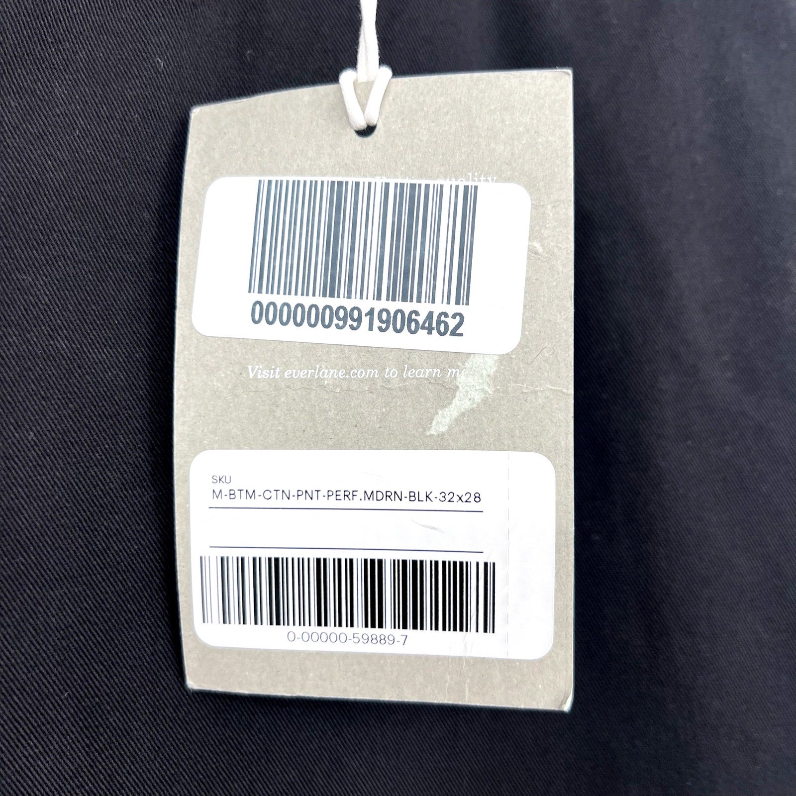 EVERLANE Men's The Performance Chino Pants 33x28 Black Modern Fit NWT