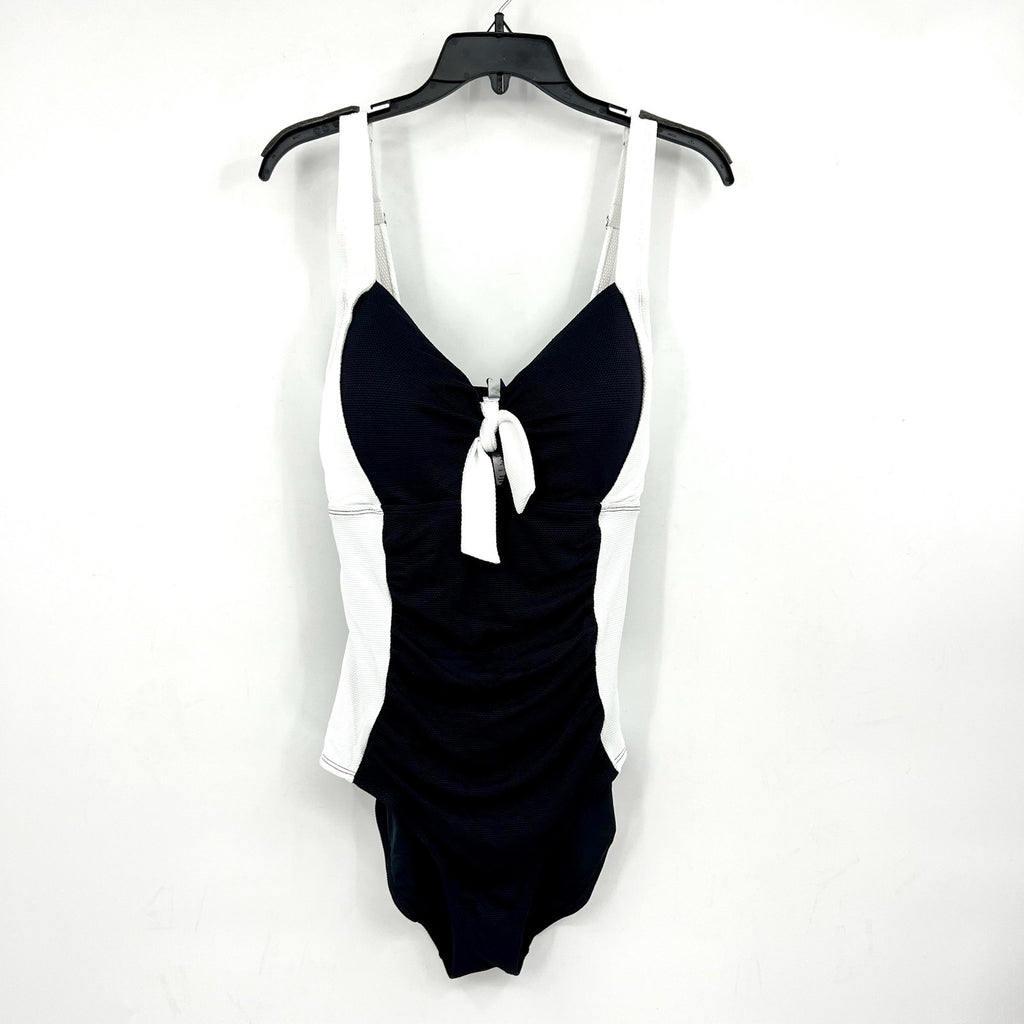TOMMY BAHAMA Island Cays One-Piece Swimsuit Size 16 White Black Colorblock NWT