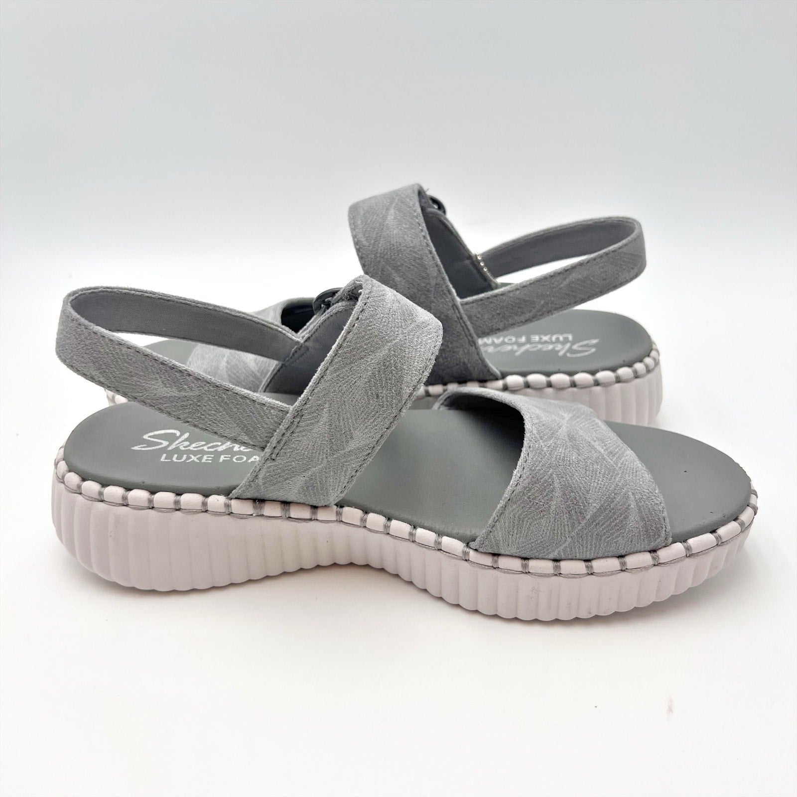 SKECHERS Womens Wilshire Boulevard Illusion of Love Sandals Size 9 Grey NIB