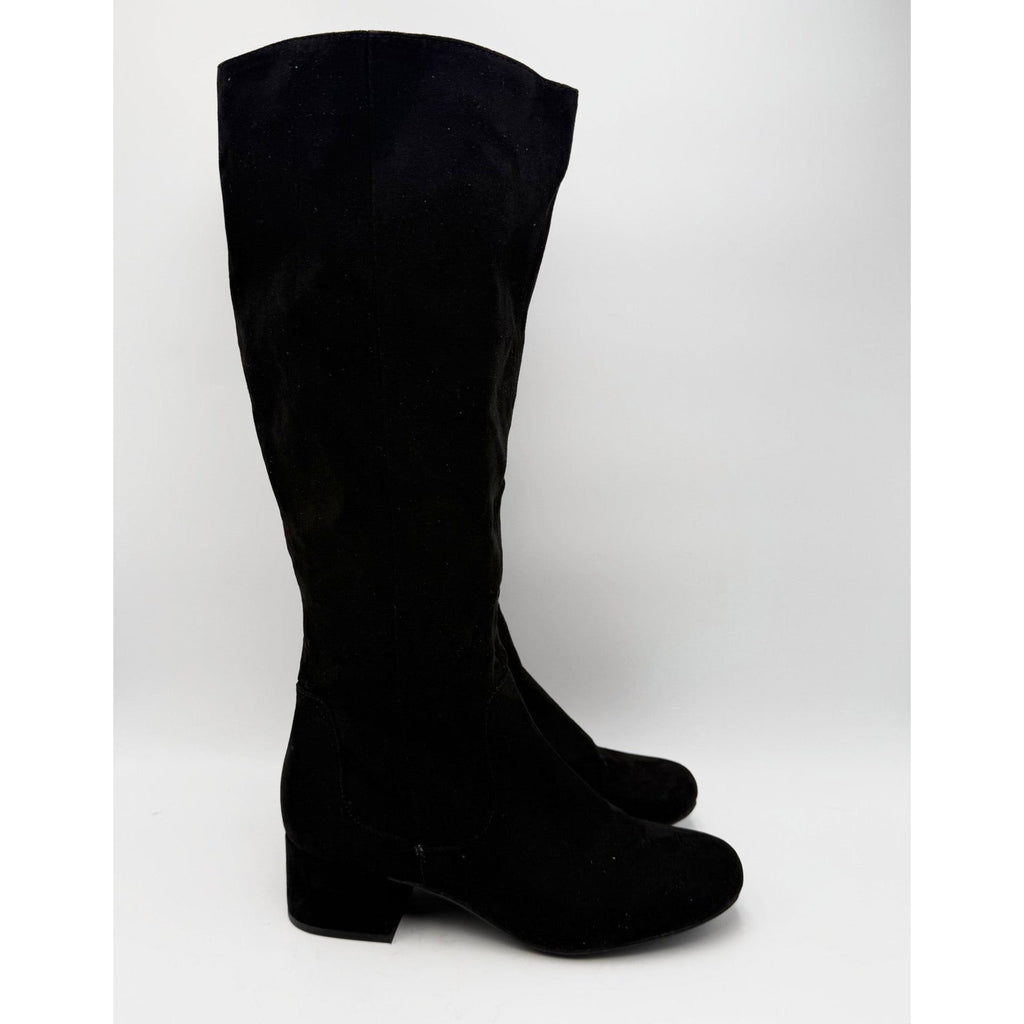 Kenneth Cole Reaction Womens Road Tall Boots Size 8 EU 39 Black Faux Suede NWOB
