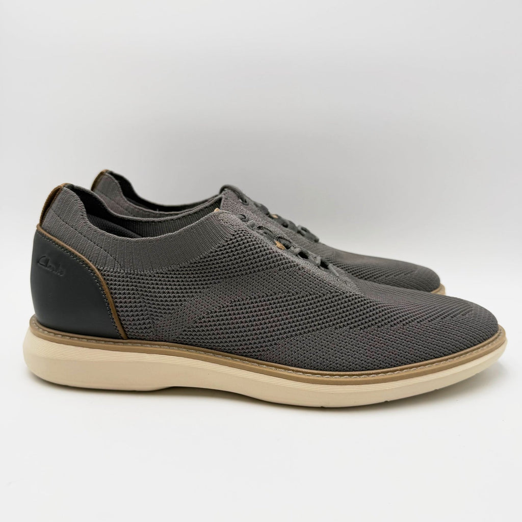 Clarks Mens Brantin Knit Casual Oxford Sneakers Size 11 Wide EU 44.5 Grey NIB