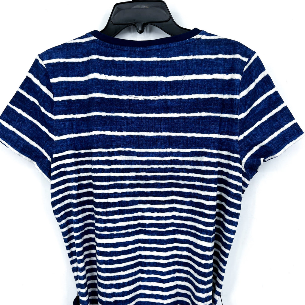 TOMMY BAHAMA Coastal Chalet Midi Dress Small Blue White Stripe Belt Knit NWT