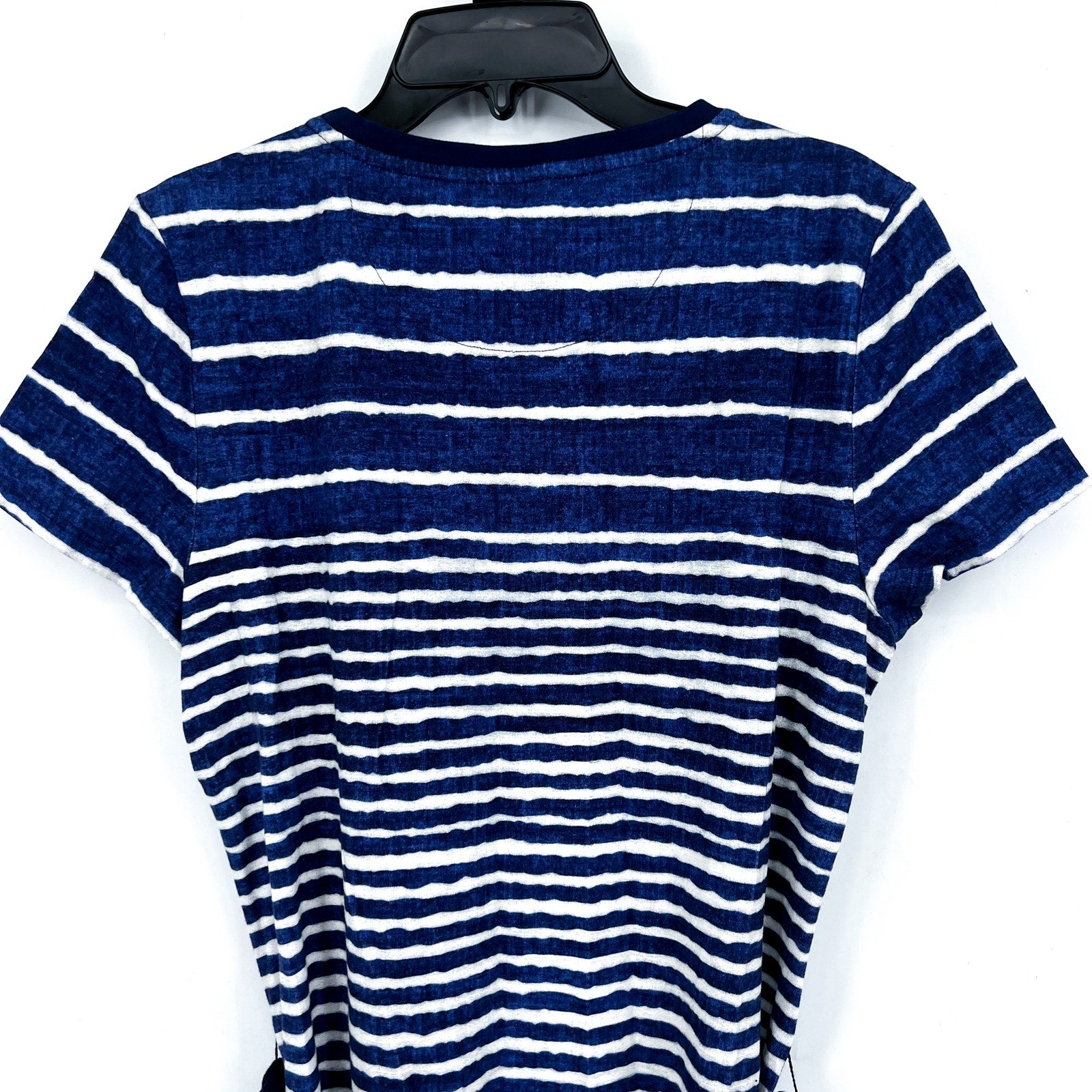 TOMMY BAHAMA Coastal Chalet Midi Dress Small Blue White Stripe Belt Knit NWT