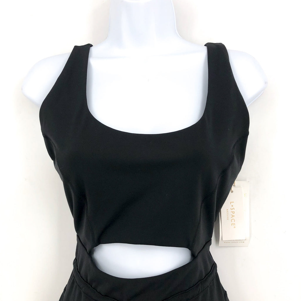 L*SPACE Women's Patterson Athletic Dress Large Black Tank Built in Short  NWT