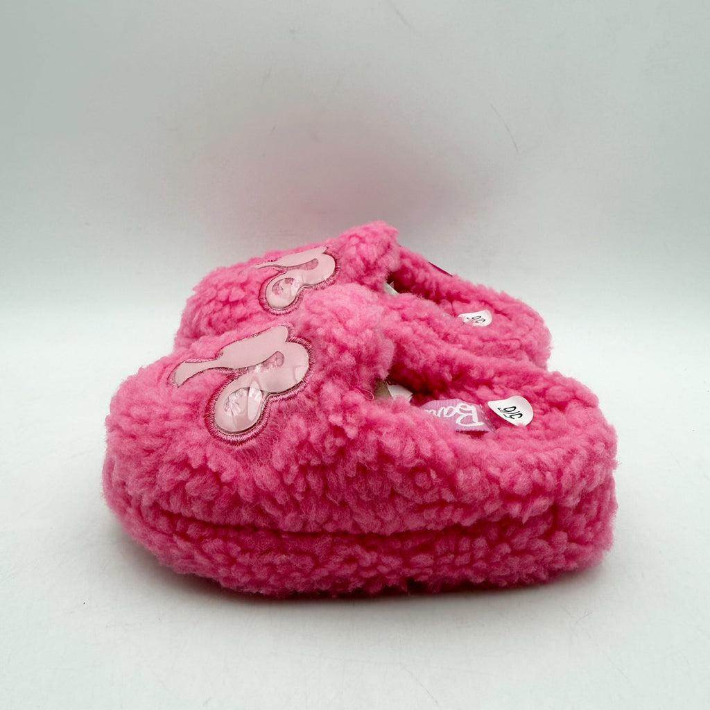 Barbie Toddler Girls Ground Up Spa Slippers US 5-6 Small Pink Faux Fur NIB
