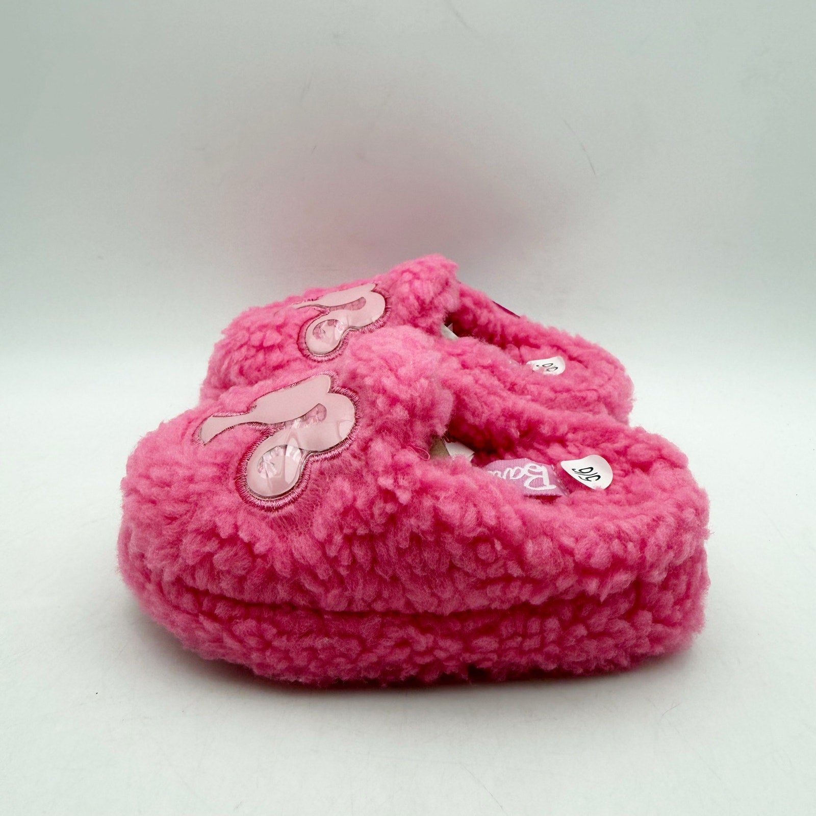Barbie Toddler Girls Ground Up Spa Slippers US 5-6 Small Pink Faux Fur NIB