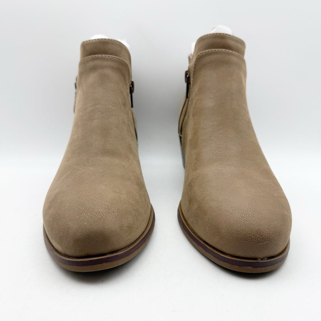 MIA Womens Kendis Ankle Bootie Size 6 Wide Taupe Tan Vegan Leather NWOB