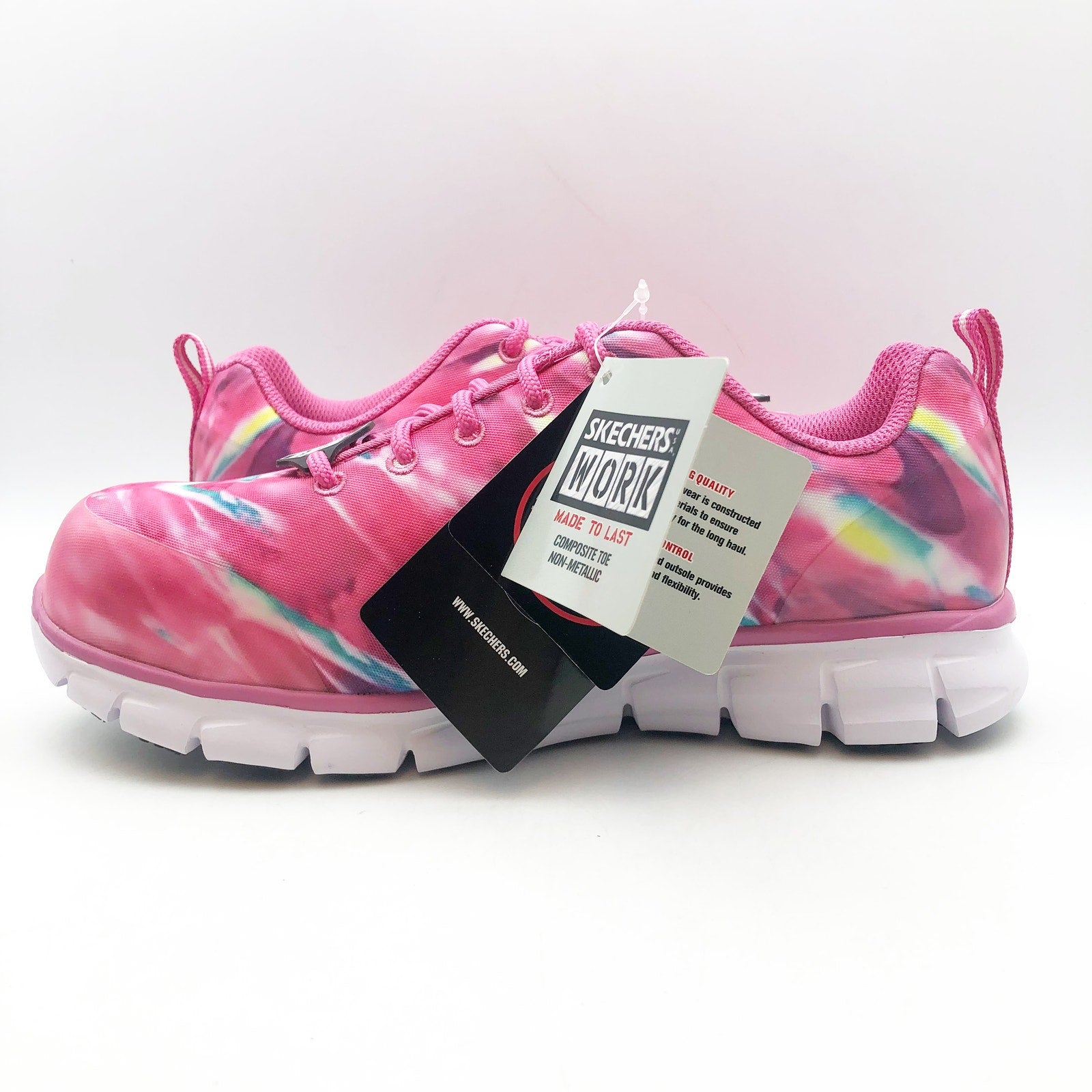 Skechers Women's Sure Track Work Shoes Size 7.5 Hot Pink Comp Toe SR NIB