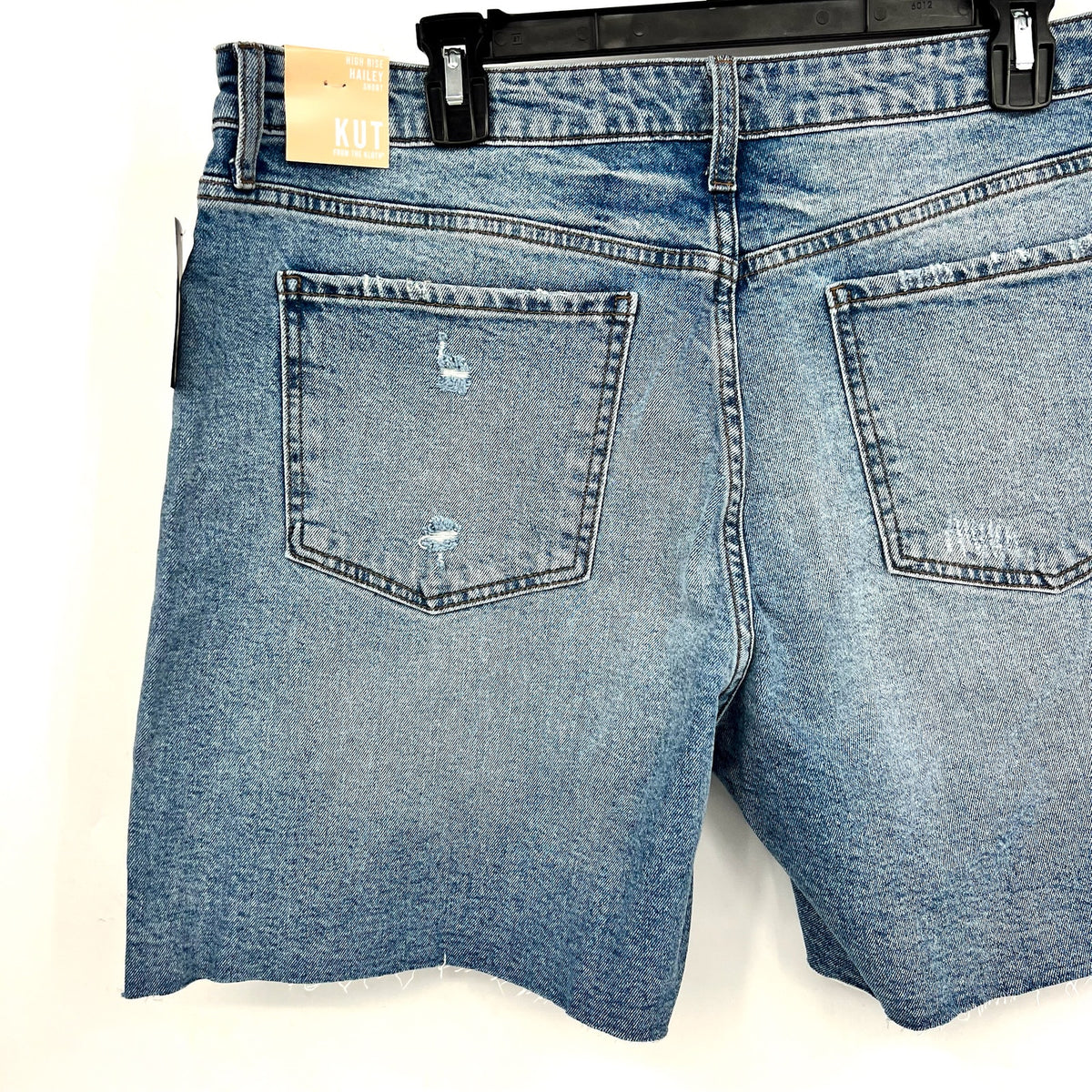 KUT FROM THE KLOTH Hailey Cut-off Denim Shorts Size 14 Focus Blue Jean NWT