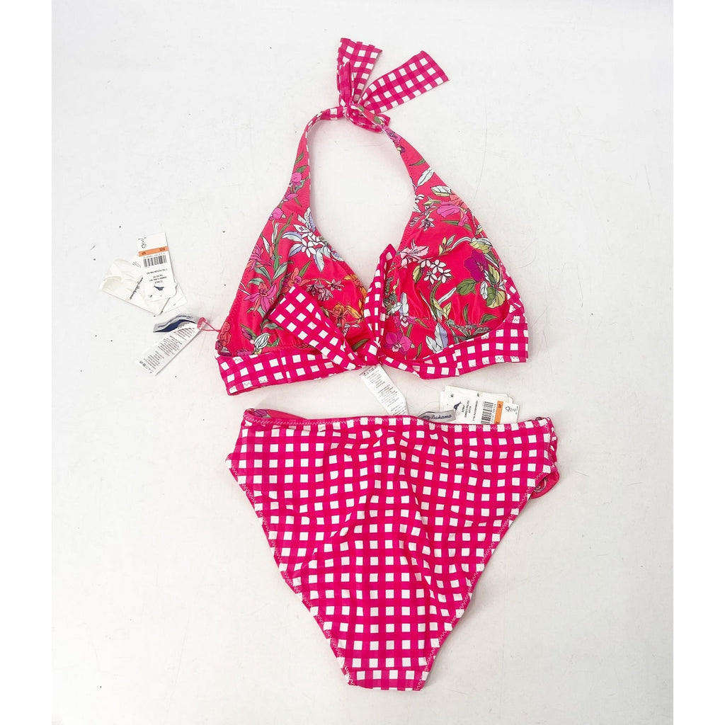 TOMMY BAHAMA Summer Floral Rev Hipster Bikini Set Small Passion Pink NWT