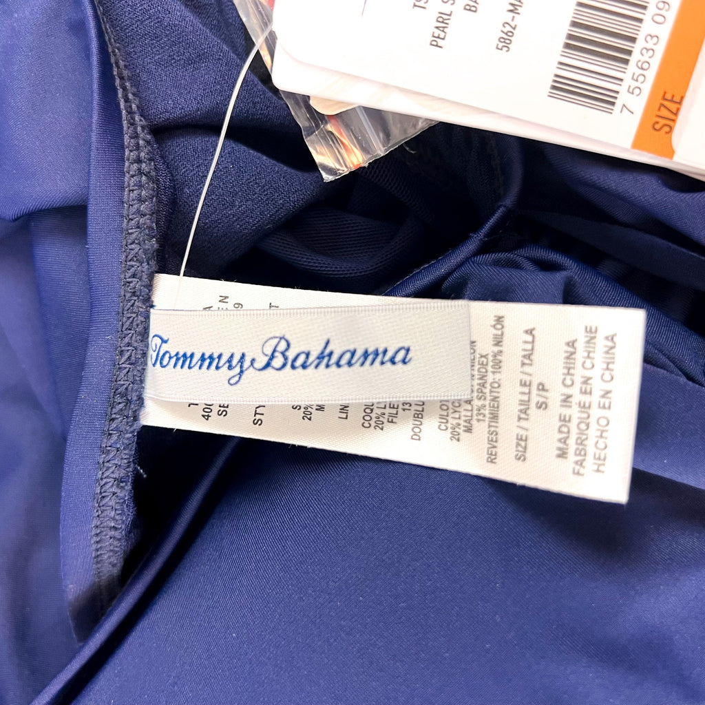 TOMMY BAHAMA Bandini Swim Top Small Navy Blue Pearl Sarong Strapless NWT