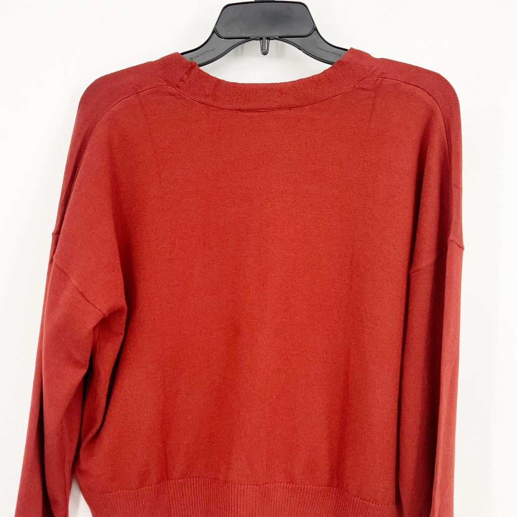 FORTUNE + IVY Womens V-neck Cardigan Small Orage-Red Sweater STITCHFIX NWT