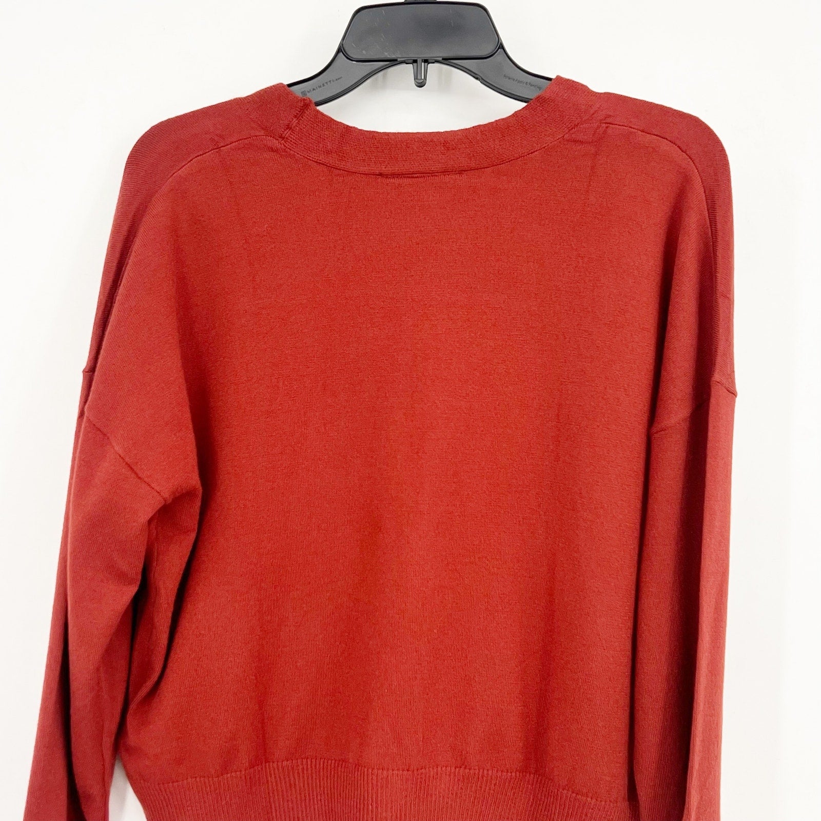 FORTUNE + IVY Womens V-neck Cardigan Small Orage-Red Sweater STITCHFIX NWT