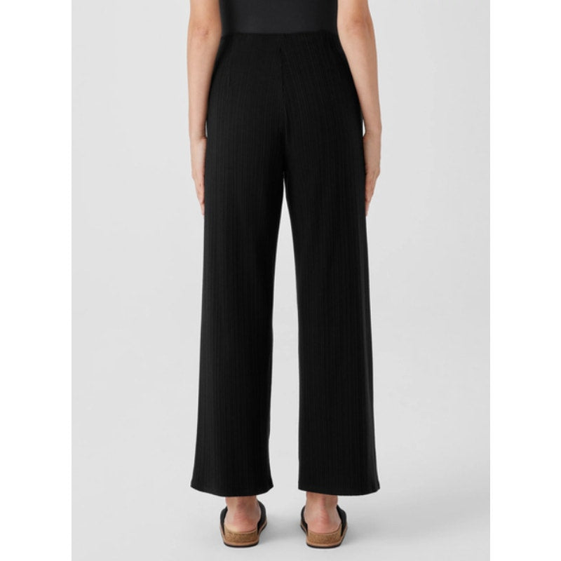 EILEEN FISHER Women's Rib Knit Wide Leg Pants Medium Black Textured NWT