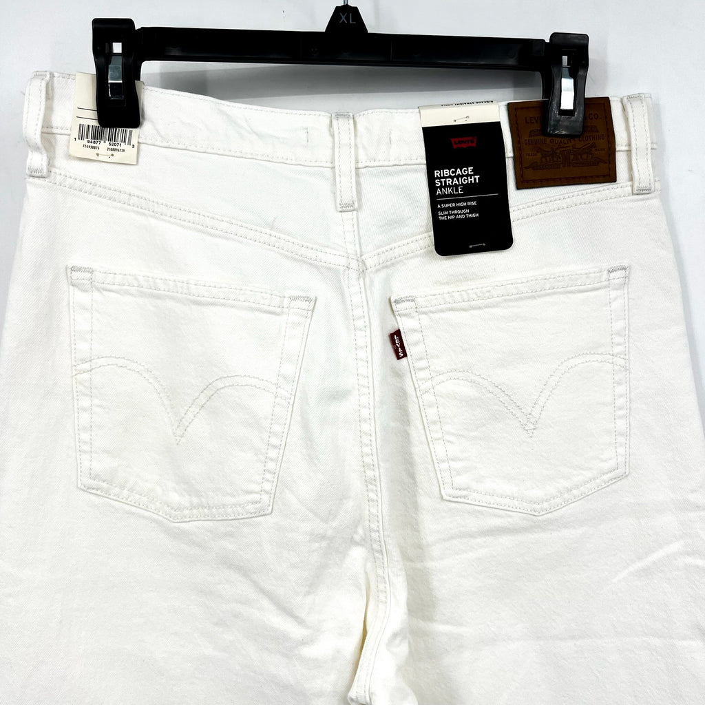 LEVI'S Womens Ribcage Straight Ankle Jeans 31X27 US 12 Cloud White 726930076 NWT