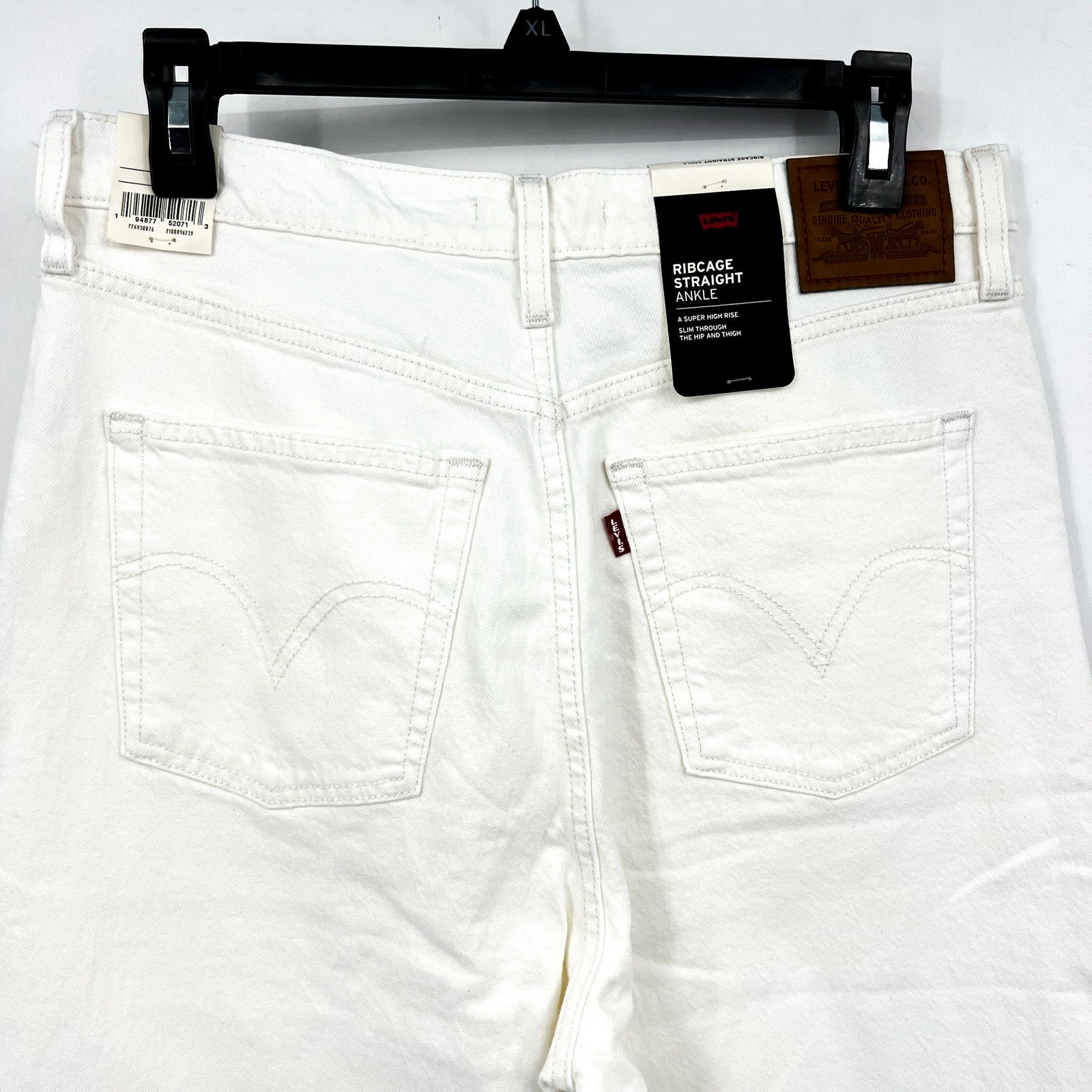 LEVI'S Womens Ribcage Straight Ankle Jeans 31X27 US 12 Cloud White 726930076 NWT