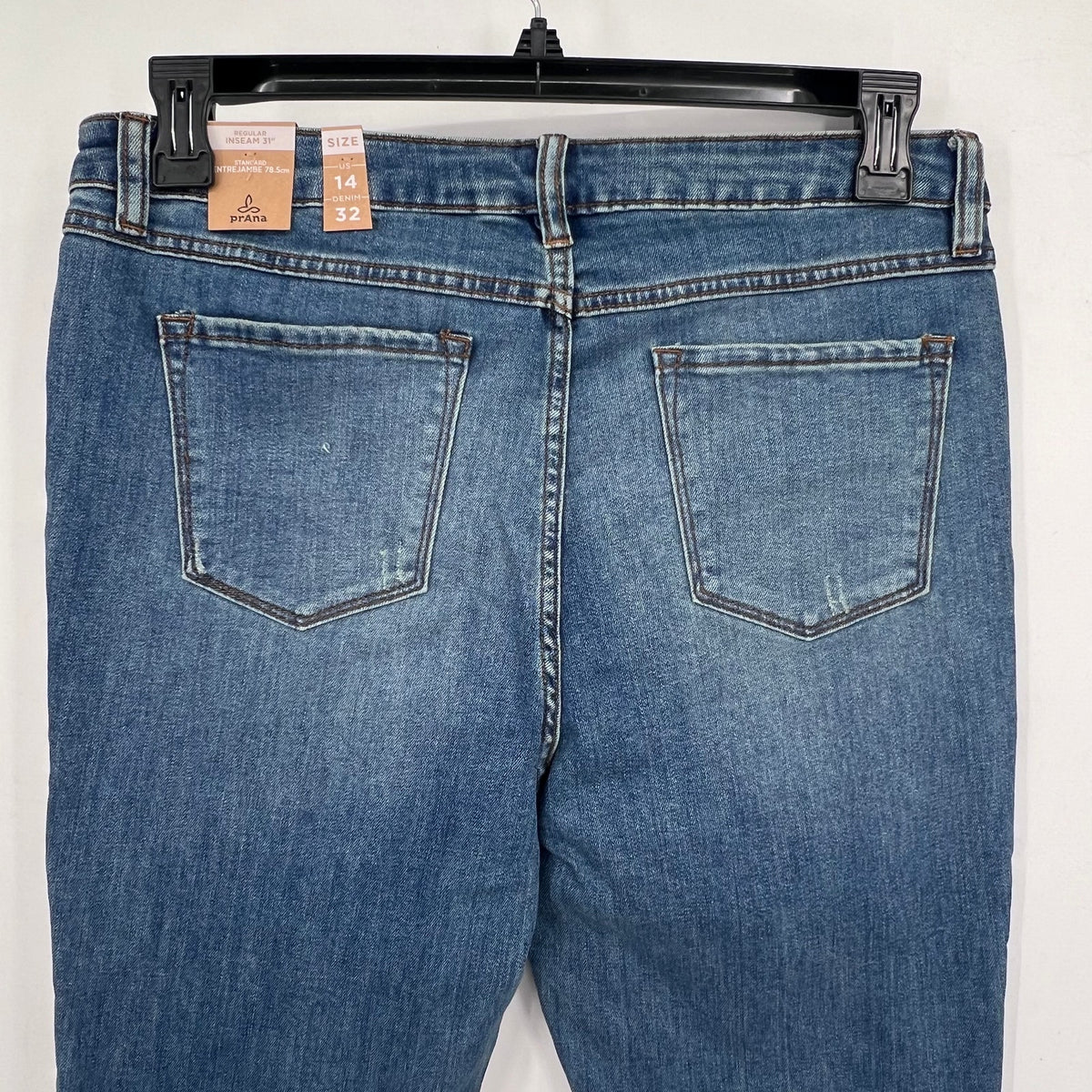PRANA Womens Sienna Skinny Jeans Size 14 32x31 True Blue Stretch Mid Rise NWT