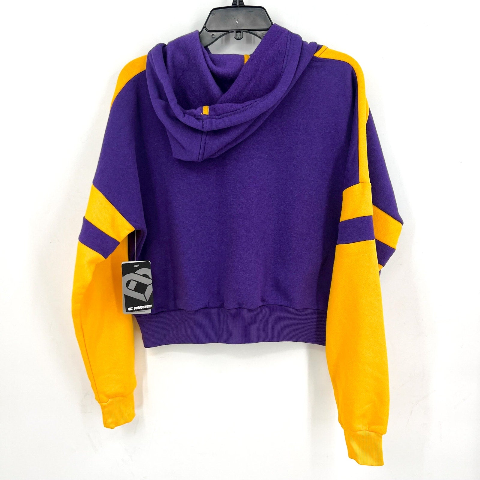 COLOSSEUM Womens ECU Pirate Stripe Cropped Hoodie Large Purple Sweatshirt NWT