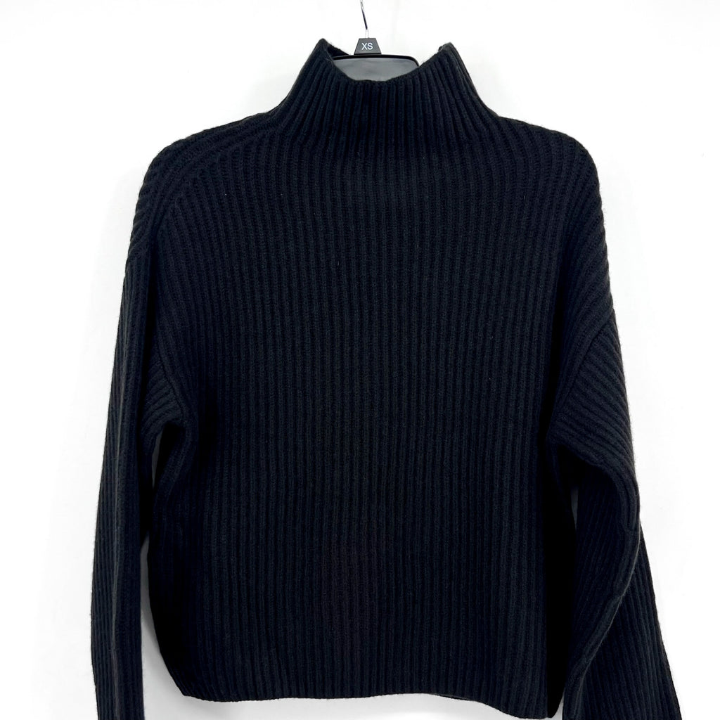 EVERLANE Women's The Felted Merino Funnel-Neck Sweater XS Black Pullover NWT