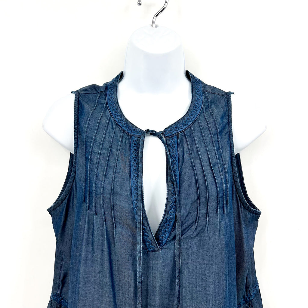 TOMMY BAHAMA Women's Chambray Coverup Dress Medium Blue Split-Neck NWT