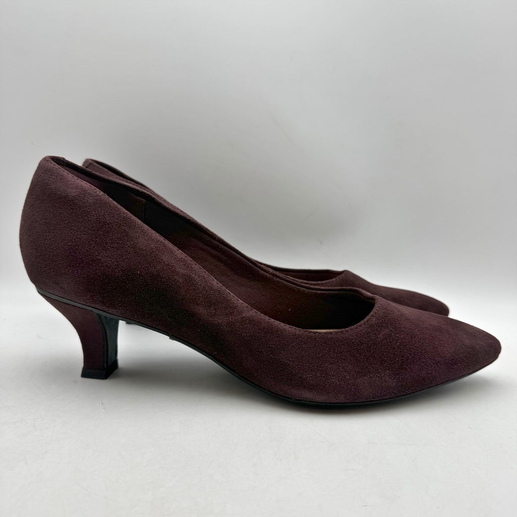 Clarks Womens Kepley Vine Pumps US 11 M Burgundy Purple Heels Suede NWOB