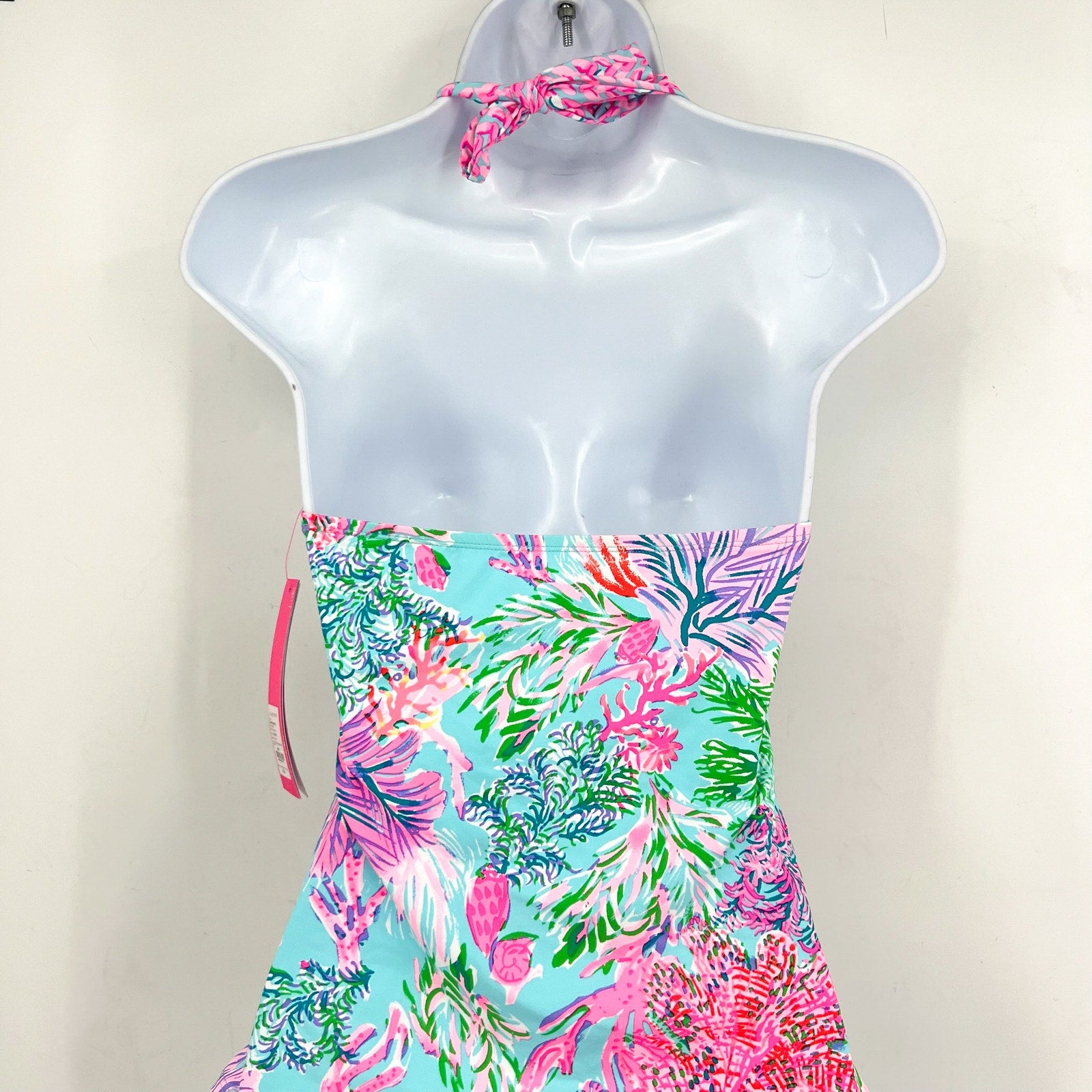 LILLY PULITZER Bliss Halter Tankini Top Size US 6 Pink Blue Cay to My Heart NWT