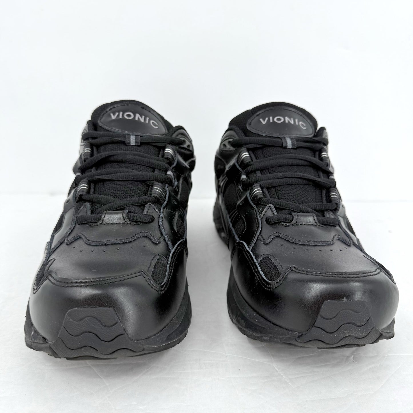 Vionic Mens 23Walk 2.0 Sneakers US 11.5 Wide EU 44.5 Black Leather Athletic NIB