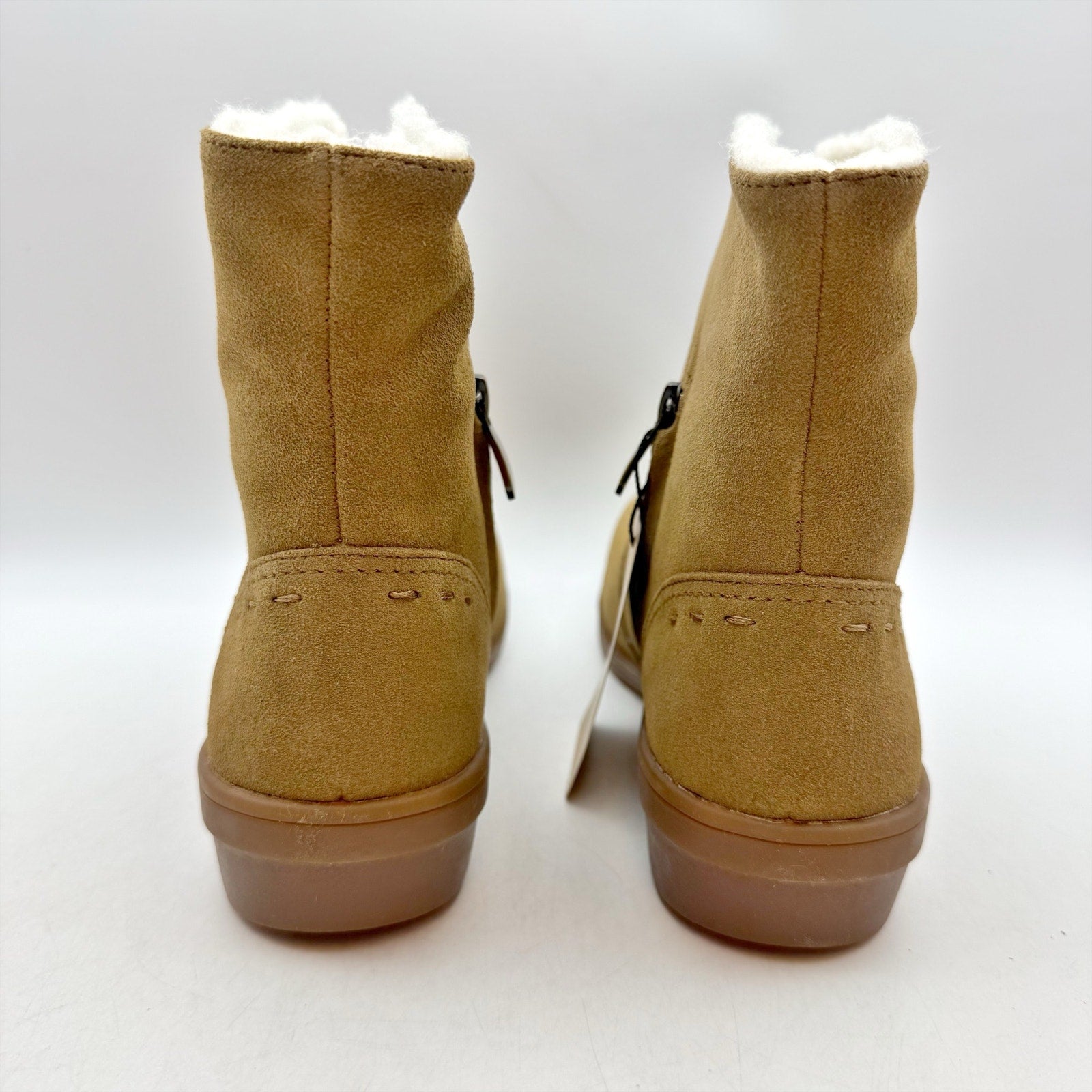 Spenco Womens Sun Valley Ankle Boots US 12 M Tan Suede Sherpa Lined NIB