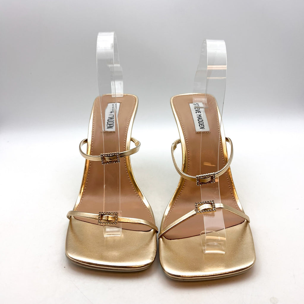 STEVE MADDEN Women's Aislin Heeled Sandals Size 10 Gold Square Toe NWOB