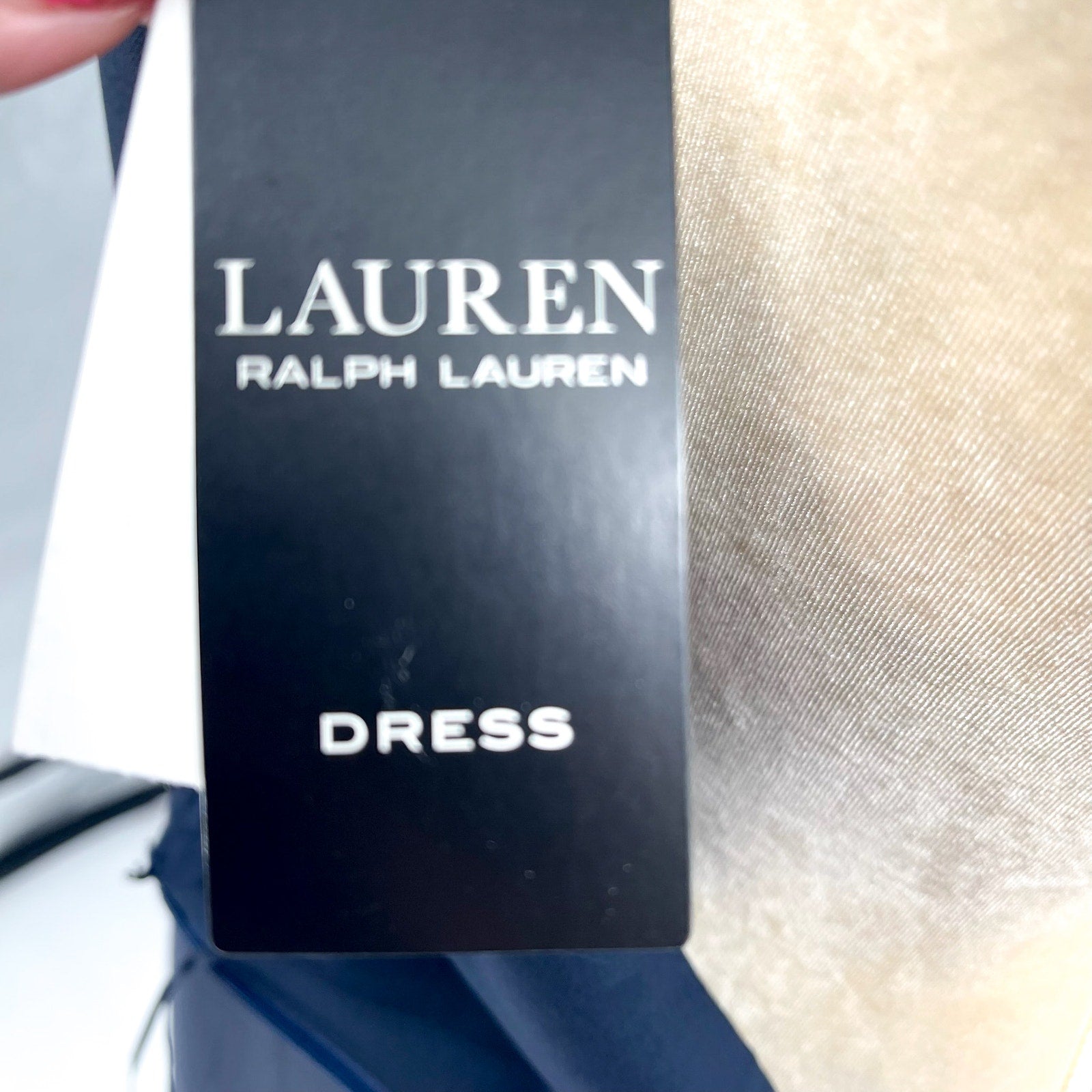 LAUREN RALPH LAUREN One-Shoulder Crepe Cocktail Dress Size 12 Navy Blue Midi NWT