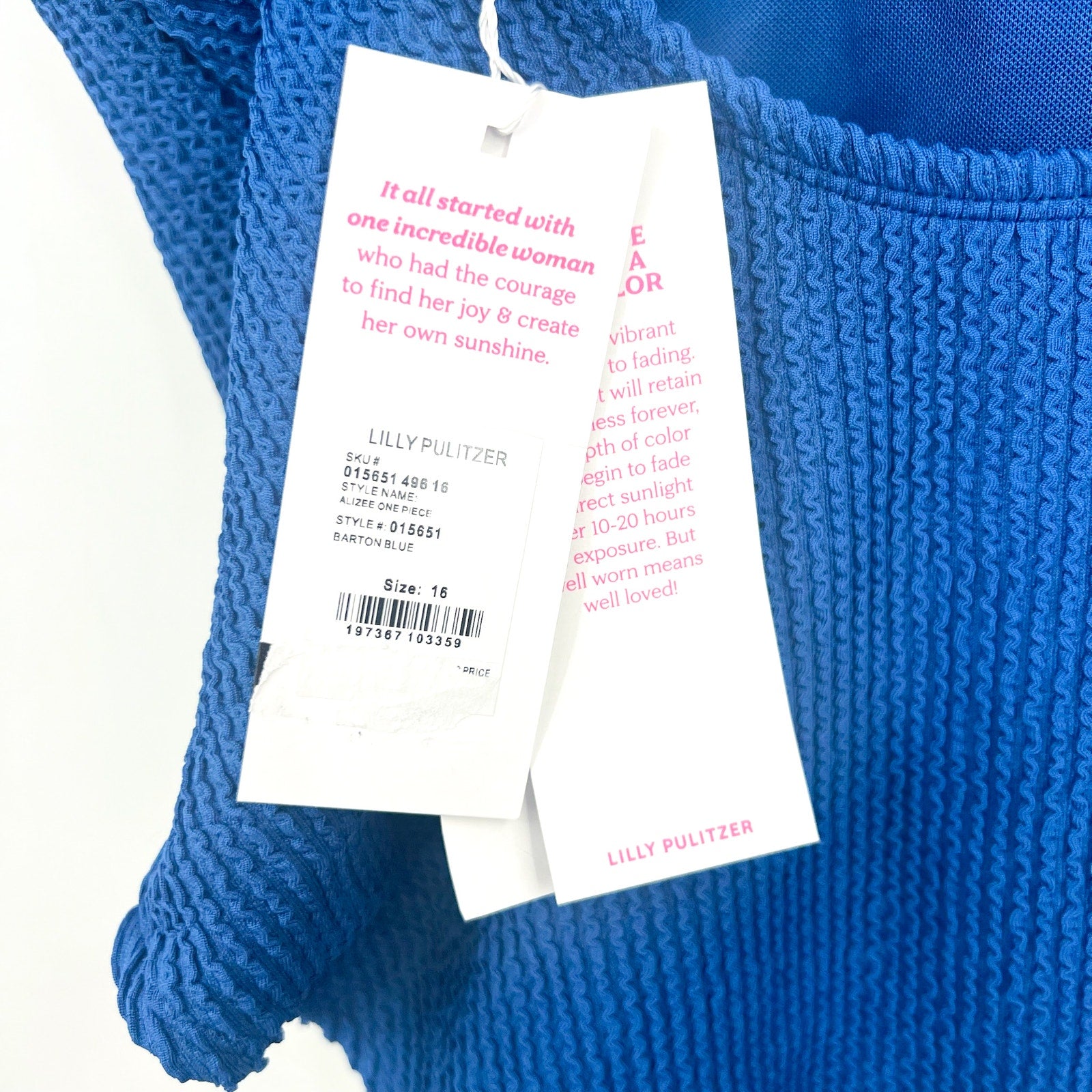 LILLY PULITZER Womens Alizee One-Piece Swimsuit Size 16 Barton Blue NWT