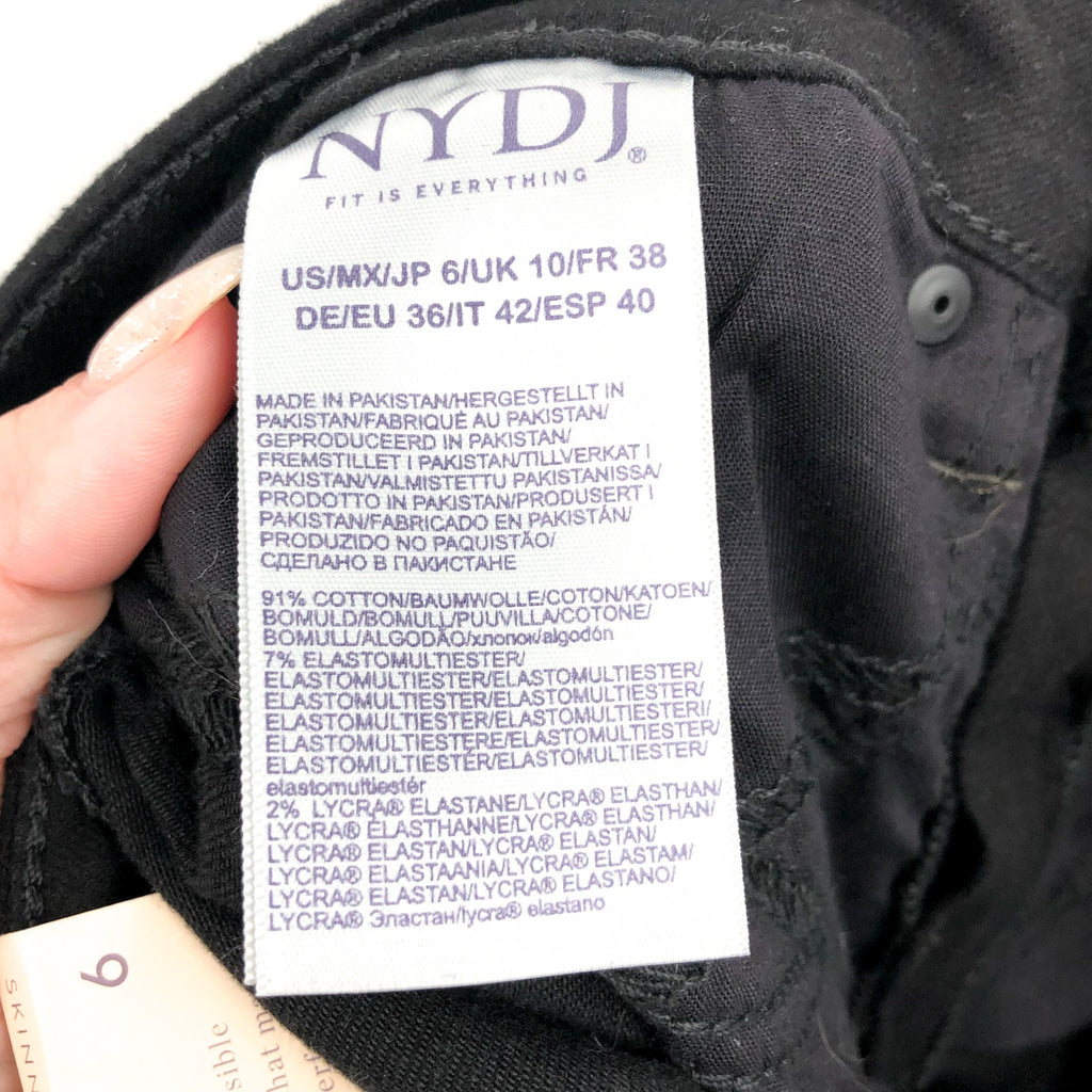 NYDJ Women's Ami Skinny Jeans Size 6 Black High Rise Lift Tuck Technology NWT