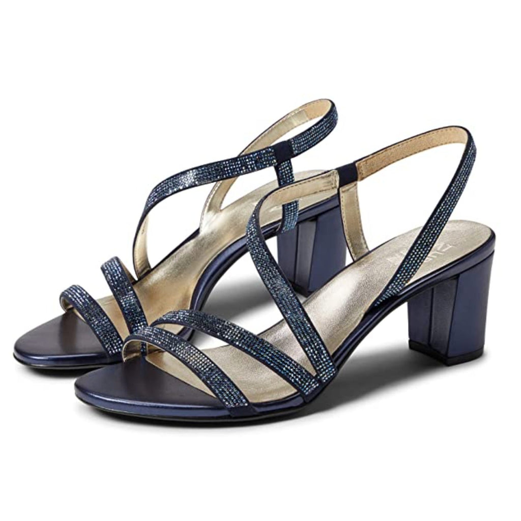 Naturalizer Womens Vanessa Heeled Sandals Size 10 Navy Blue Suede Rhinestone NIB