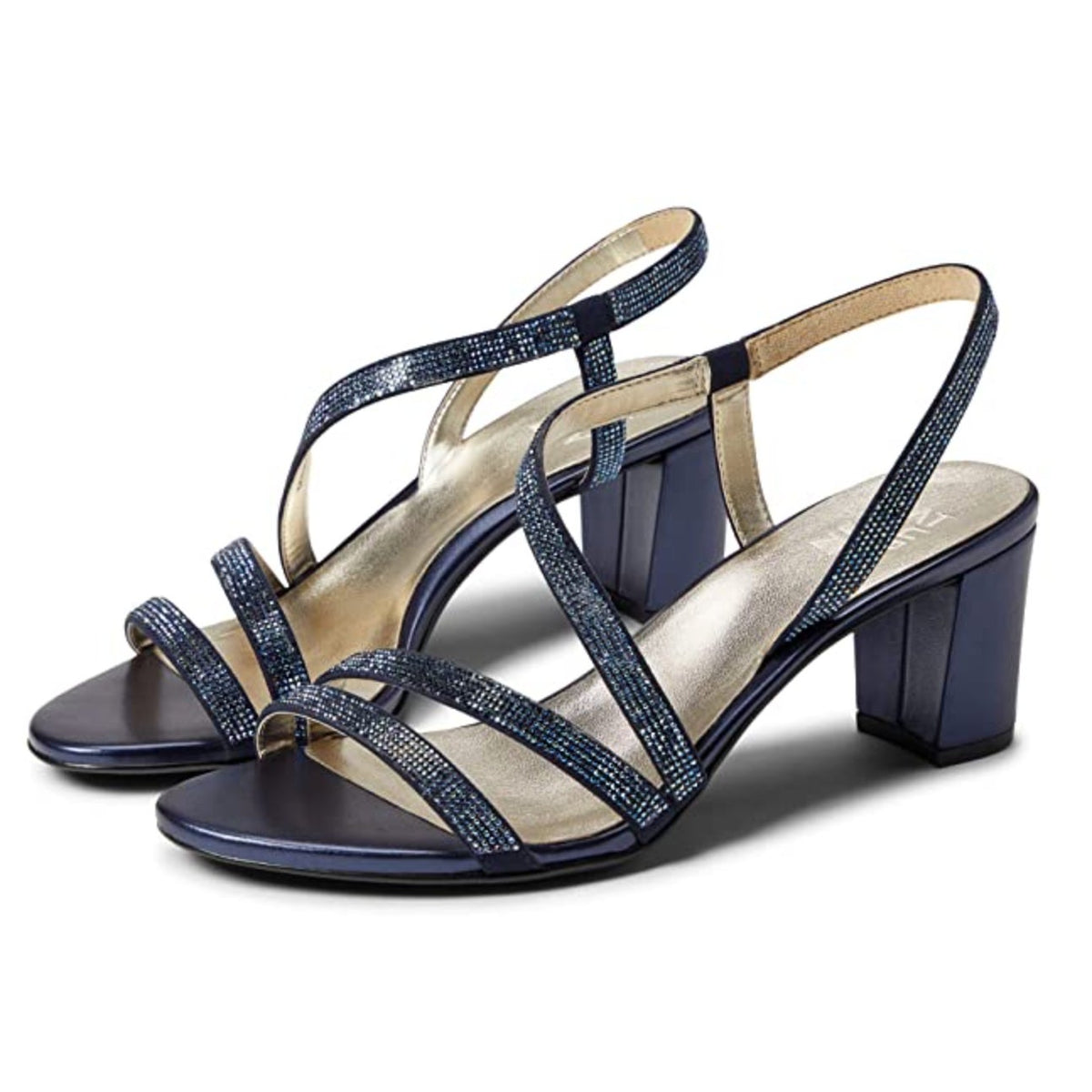 Naturalizer Womens Vanessa Heeled Sandals Size 10 Navy Blue Suede Rhinestone NIB