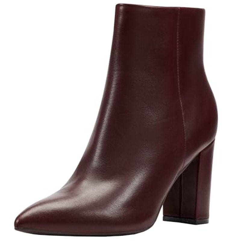 Marc Fisher Womens Glorena Ankle Boots US 8 M Dark Red Leather Bootie NWOB