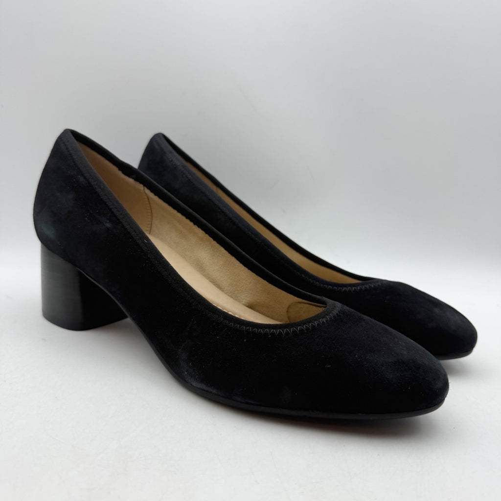 Earth Womens Rellia Pumps Size 10 WIDE Black Suede Slip On Heels NWOB
