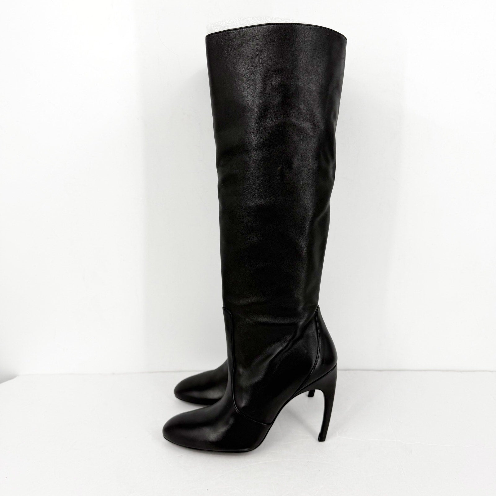 Stuart Weitzman Womens Luxecurve 100 Slouch Boots US 9B Black Leather NWOB