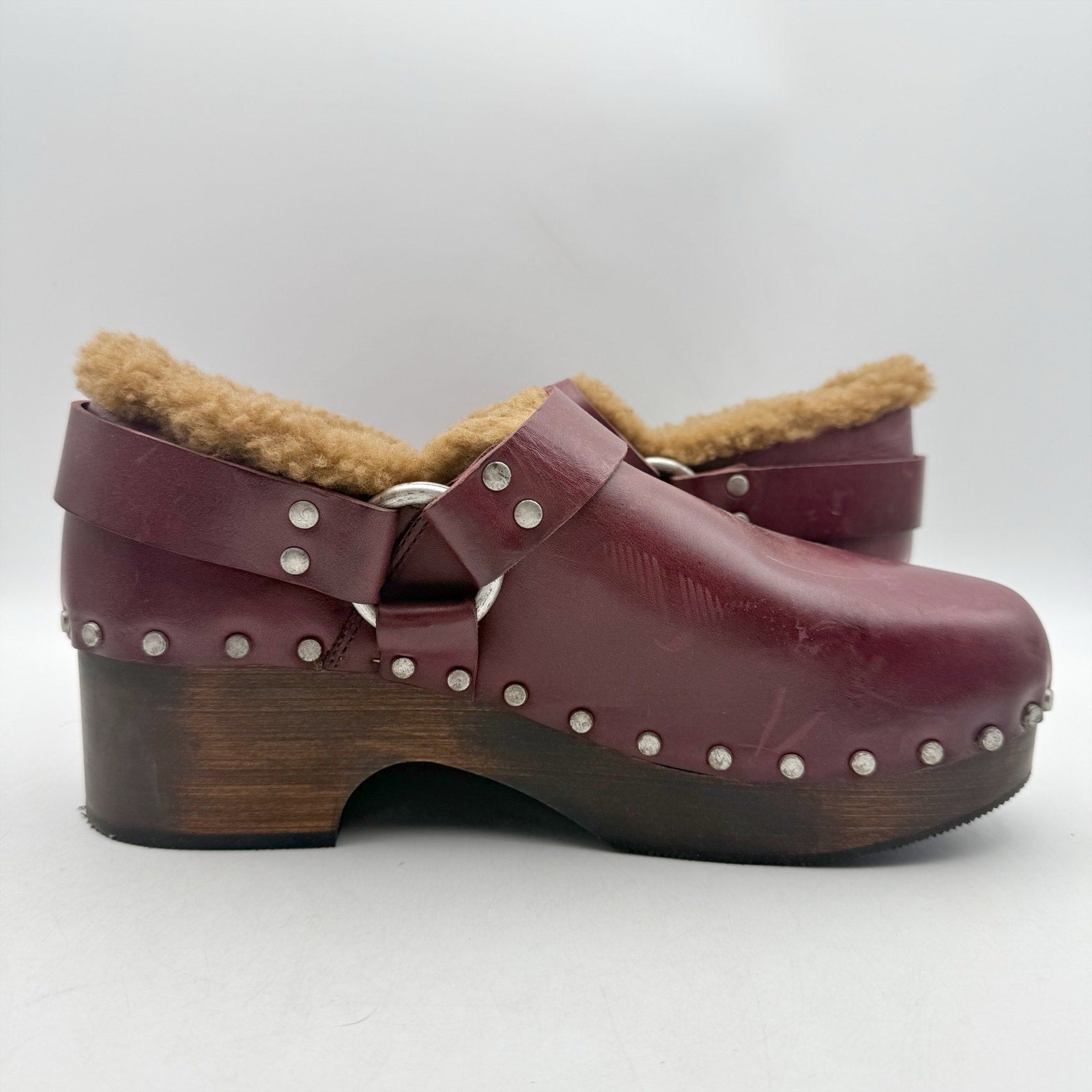 RE/DONE Womens 70s Slingback Clogs EU 40 US 10 Red Leather Studded NWOB