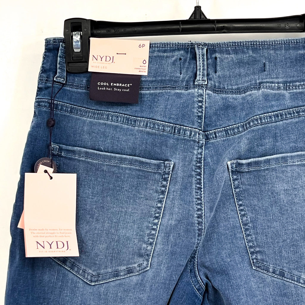 NYDJ Womens Cool Embrace Major Wide Leg Capri Jeans 6 PETITE Compass Blue NWT