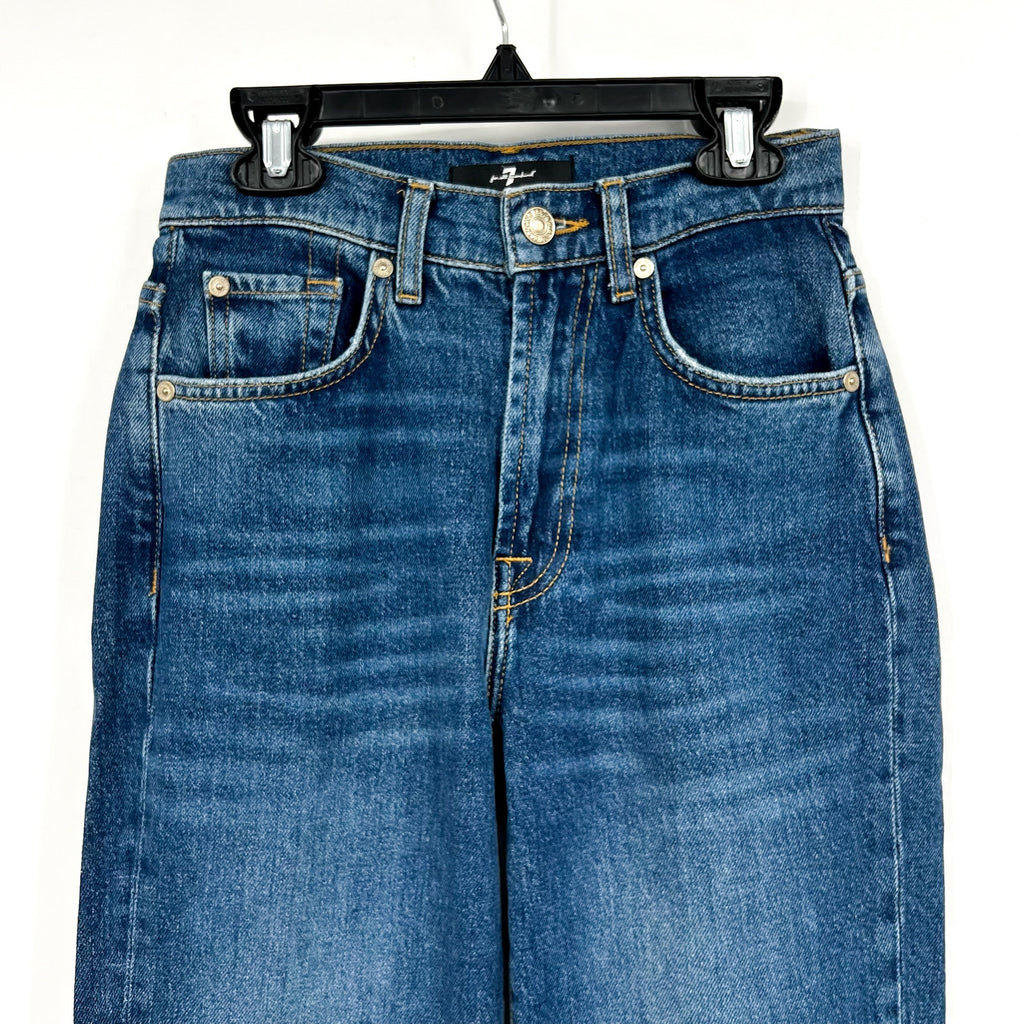 7 FOR ALL MANKIND Womens Logan Stovepipe Cuffed Jeans Size 24 US 0 Blue NWT