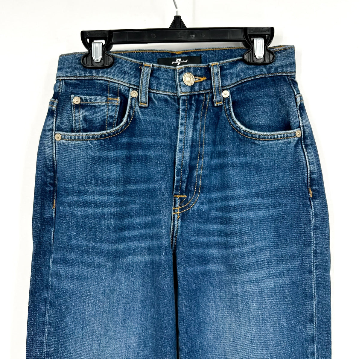 7 FOR ALL MANKIND Womens Logan Stovepipe Cuffed Jeans Size 24 US 0 Blue NWT