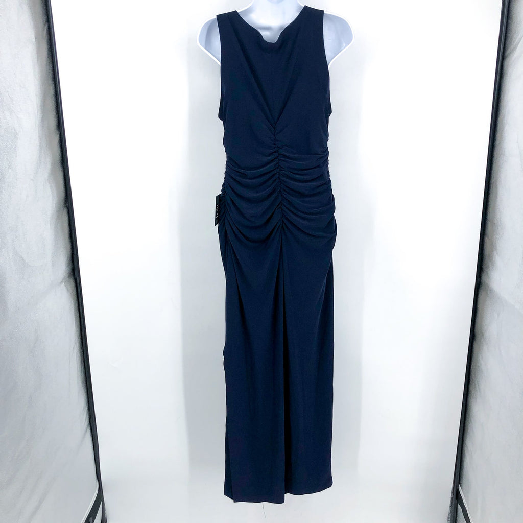 NORMA KAMALI Women's Sleeveless Shirred Waist Gown Large/40 Blue True Navy NWT