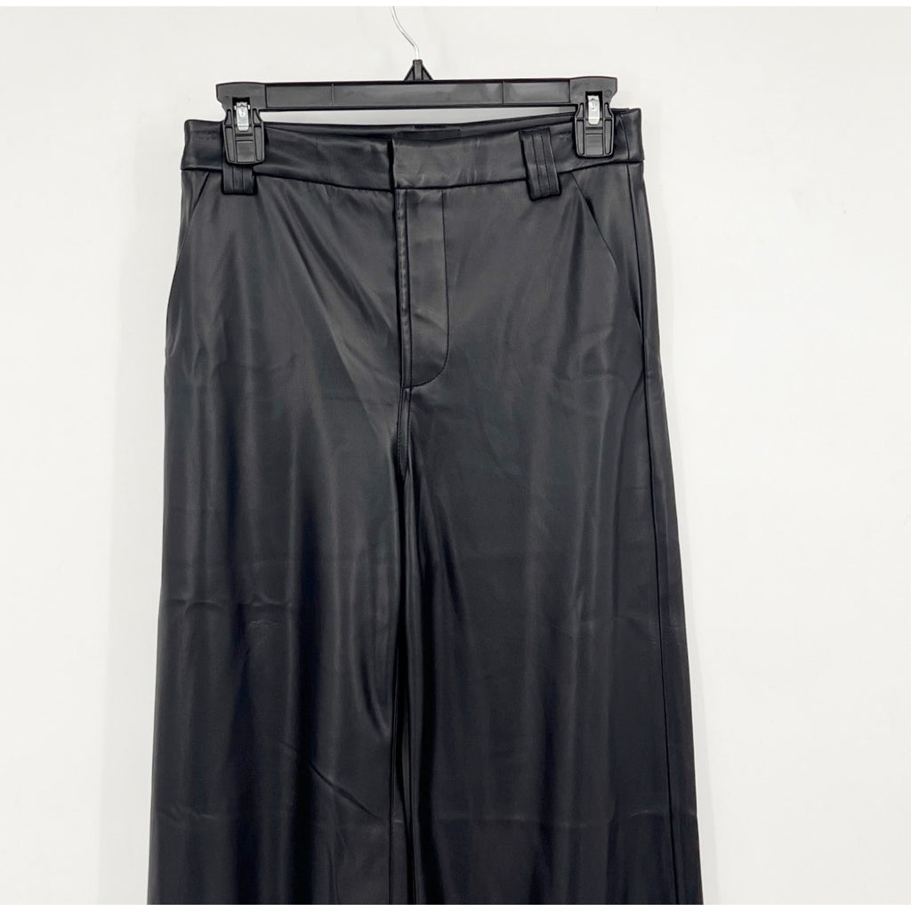 JOE'S JEANS Women's Mia Wide Leg Leather Pants Size 25 US 0 Black High Rise NWT