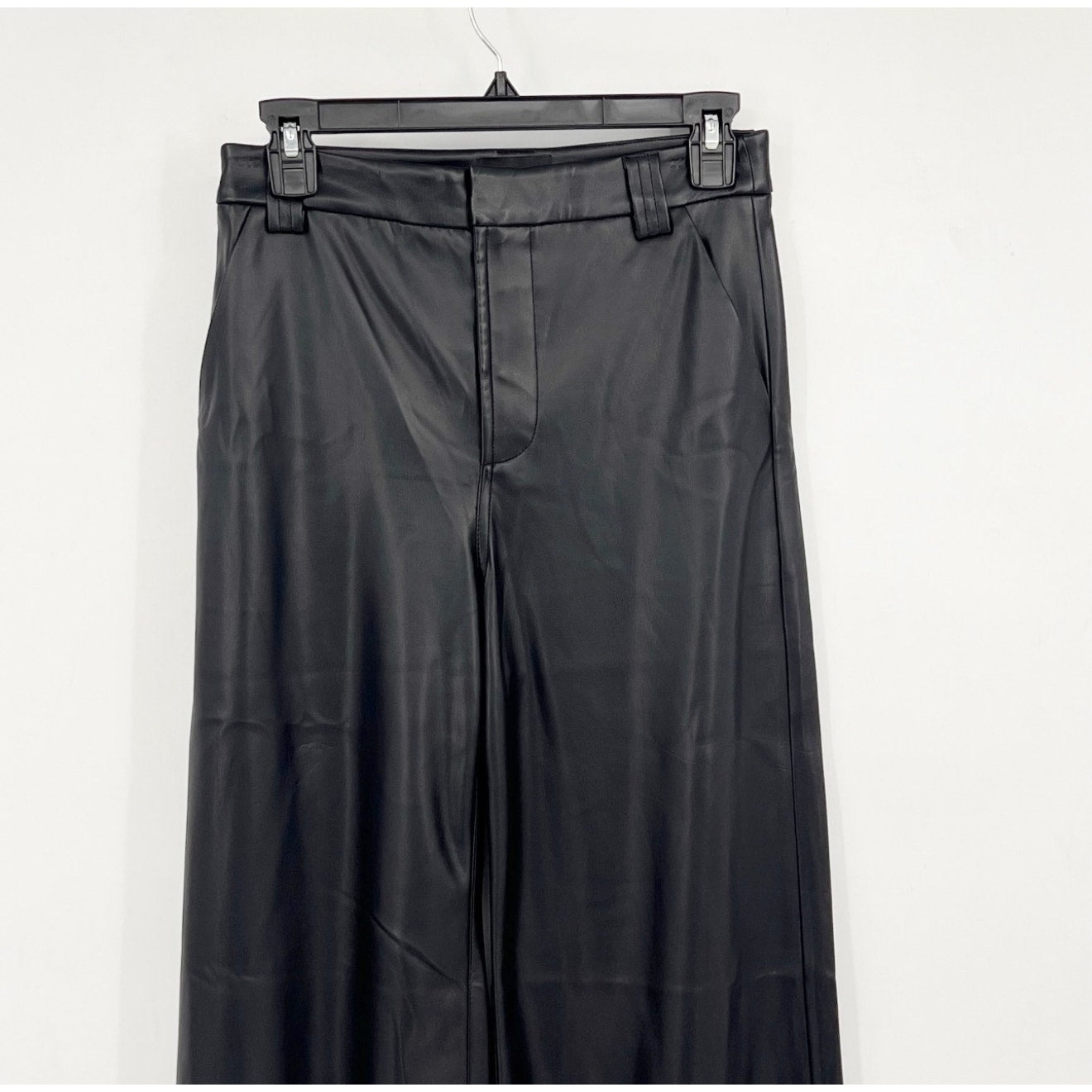 JOE'S JEANS Women's Mia Wide Leg Leather Pants Size 25 US 0 Black High Rise NWT